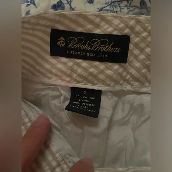 Cream Beige Brooks Brothers Seersucker pants size 2 - Picture 6 of 6